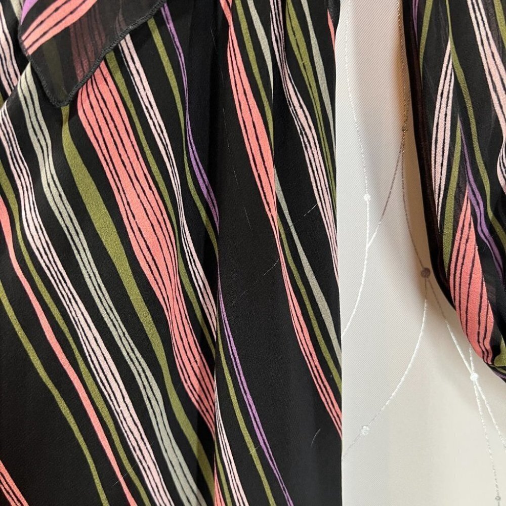 Giamba Black Stripe Ruffle Blouson Midi Dress $1335 - Picture 12 of 15
